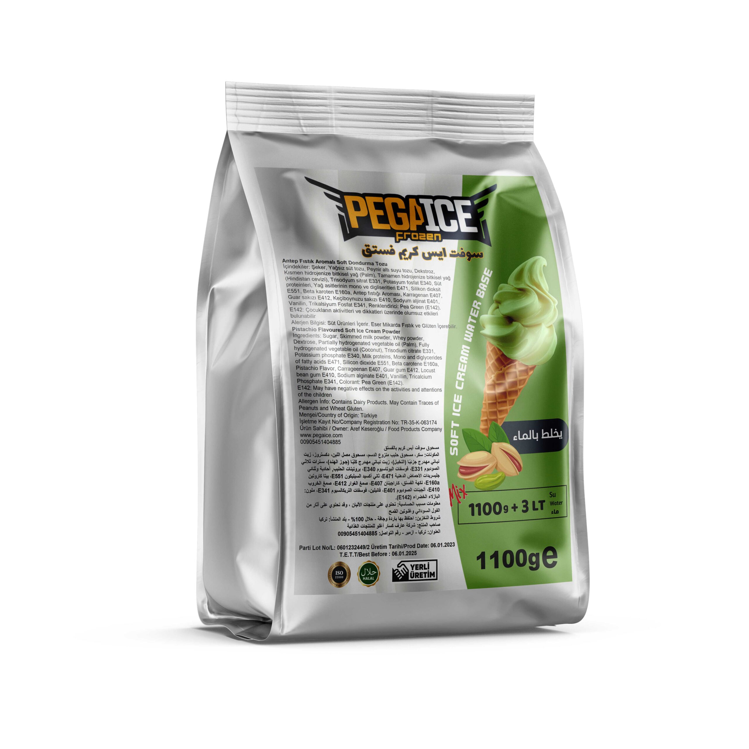 Soft ice cream powder Pistachio flavoured